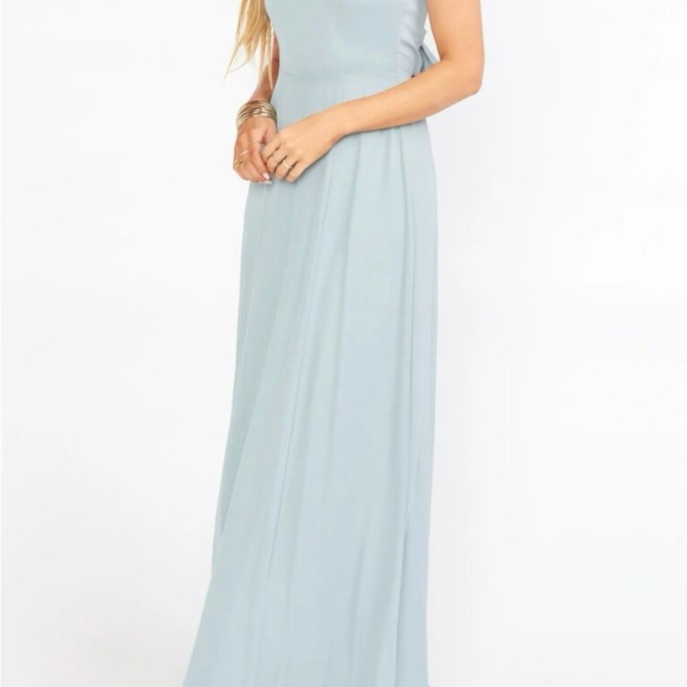 NWT- MUMU weddings- Lauren Tie Maxi Dress ~ Silver Sage Crisp